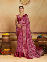 KcPc Premium Cotton Silk Zig Zag Saree with Zari Border STL