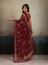 Buy Designer Saree With Handcrafted Aari Tari Work 