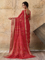  Cotton silk Ajrakh style Saree under 1000