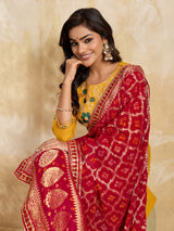 KcPc Pure Georgette Bandhani Banarasi Weaving Dupatta