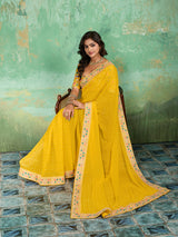 Gotapatti embroidery Work in yellow colour