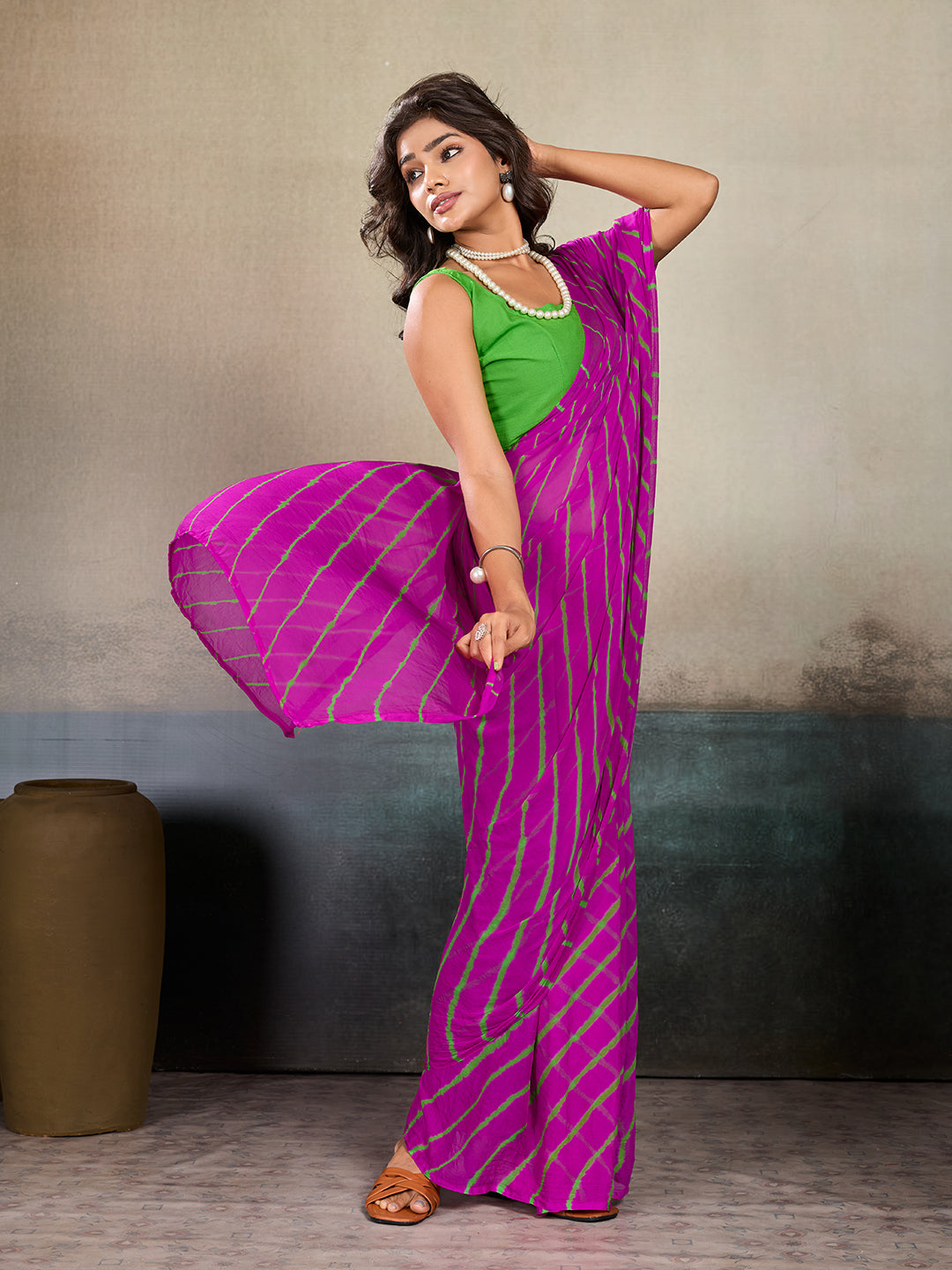 Buy New Chiffon Leheriya Style With Casual Wear Saree