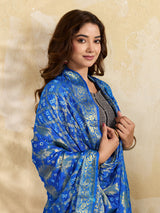 KcPc Special Silk Bandhani Dupatta with Handmade Work Sky Blue SA