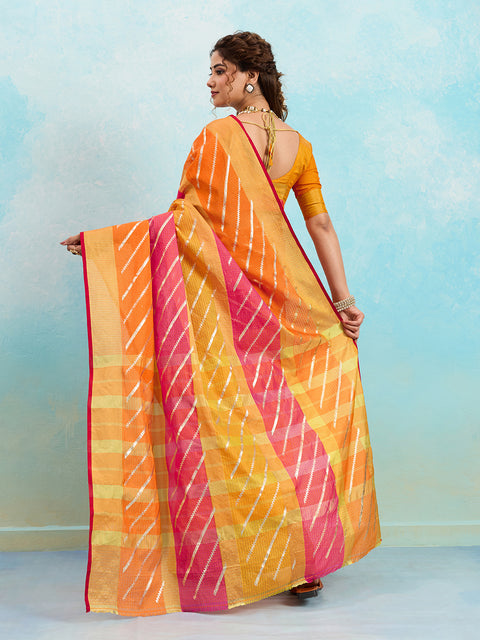 KcPc New Rajasthani Mahajani Kota doria Kashida Foil Print work Saree  SWA