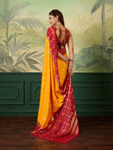 KcPc New Latest Cotton silk Bandhani Saree with Foil print Saree SWA