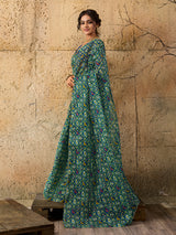Kota Doria Saree in green colour under 500