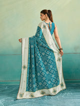 KcPc New Creap Silk Ajrakh Style With Stone Work Saree STR