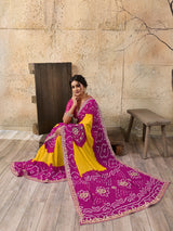 Buy Bandhani Saree With Gota patti Work Kcpc 