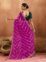 Leheriya style saree in pink colour 