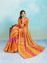 KcPc New Rajasthani Mahajani Kota doria Kashida Foil Print work SareeSWA