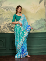  Silk Multicolored Tifli Leheriya Gotapatti work Saree 