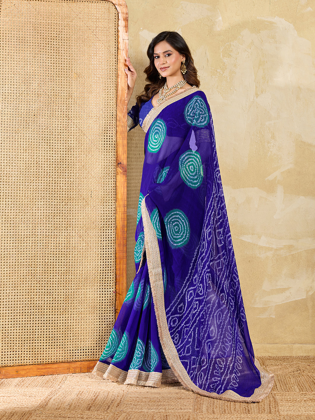 KcPc Georgette Bandhani Saree with Heavy Border KDN