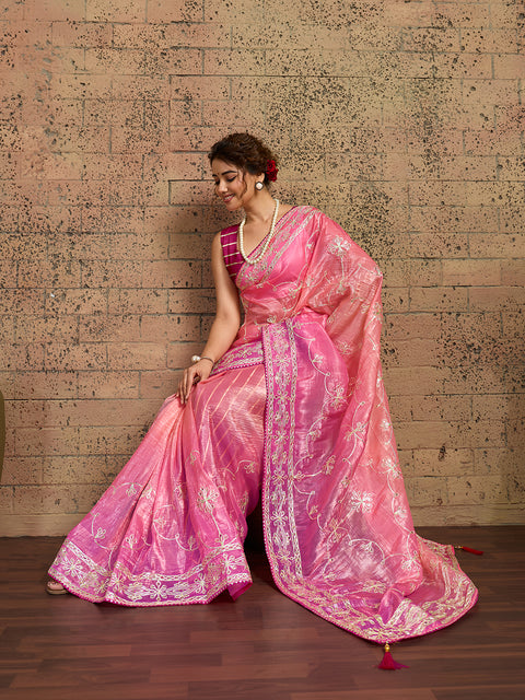 Buy New Latest Tissue Bollywood Style With Gotapatti Work Saree