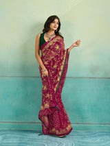 KcPc Designer Rajwari Style Chiffon Saree with Aari EmbellishmentSNI