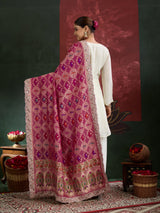 KcPc New Khaddi Georgette Embroidery Heavy Border Work Dupatta TUF