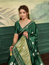 Buy Designer Saree with Handcrafted Cutdana Work KcPc