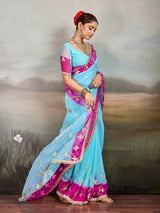 KcPc Traditional Style Chiffon Saree with Gota Patti DetailingMHS