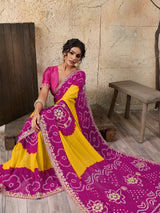Buy Bandhani Saree With Gota patti Work Kcpc 