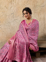  Cotton silk Ajrakh styleSaree under 1000