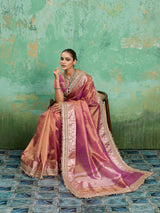  Banarasi Handloom katan silk Tissue Fabric saree in soft pink colour
