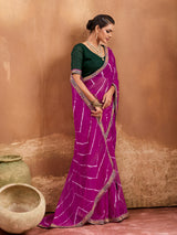 Leheriya style saree in pink colour 