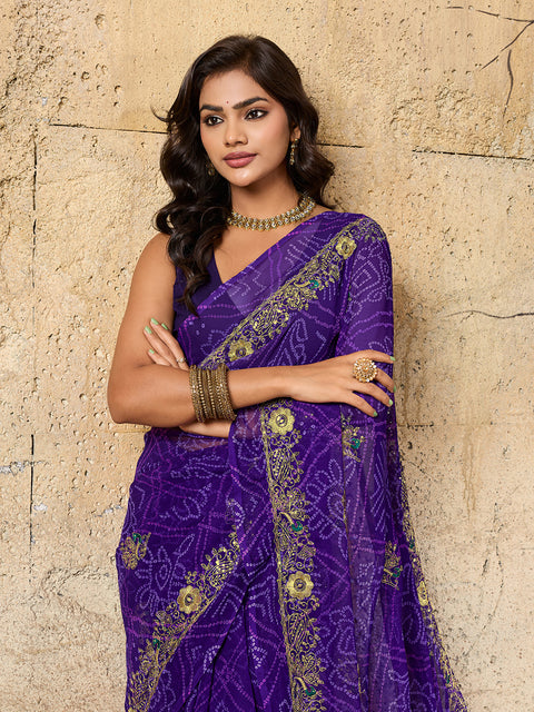 Buy latest Royal Bandhani Georgette Saree With Wedding Wear