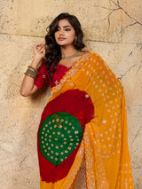 Buy Georgette Bandhani Saree With Festive Wear Kcpc