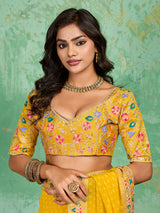 Gotapatti embroidery Work in yellow colour