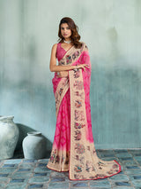 KcPc Premium Georgette Kalamkari Saree with Aari Tari Work GAN