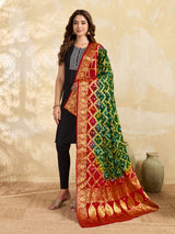 KcPc Jacquard Silk Bandhani Dupatta with Handmade Work