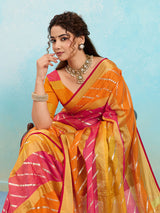 KcPc New Rajasthani Mahajani Kota doria Kashida Foil Print work SareeSWA