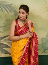 KcPc New Latest Cotton silk Bandhani Saree with Foil print Saree SWA
