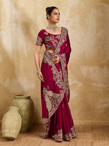 Buy Gaji Silk Saree with Heavy Embroidery Work Kcpc