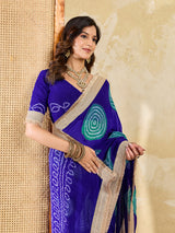 KcPc Georgette Bandhani Saree with Heavy Border KDN