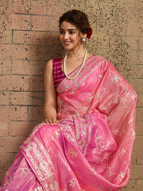 Buy New Latest Tissue Bollywood Style With Gotapatti Work Saree