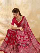 Buy Modal Silk Ajrakh Style With Mirror Work KcPc 
