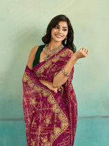 KcPc Designer Rajwari Style Chiffon Saree with Aari EmbellishmentSNI
