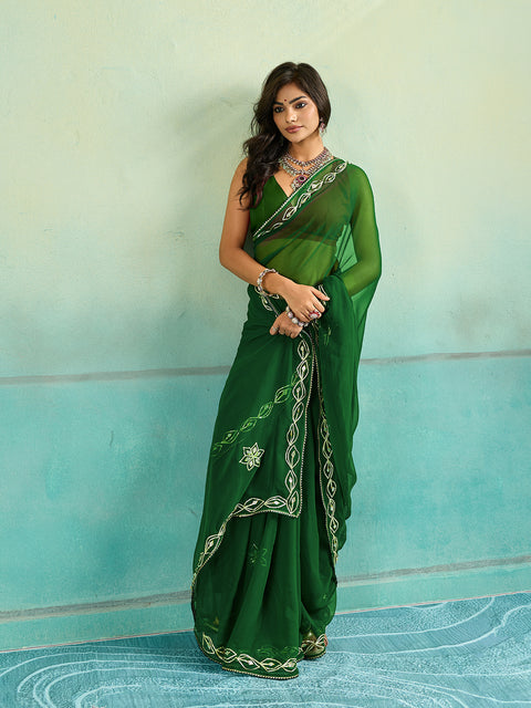 KcPc New Chiffon Bollywood Style Gotapatti Work Saree MHS