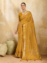 KcPc New Viscos Silk Bandhani Print Aari tari work Saree Green GAN