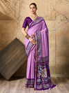  Silk Printed Style With Zari Border Work Saree in purple colour 