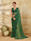Buy green colour geometric patterned saree with bandhani style dots under 500