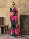  Georgette Flower Printed Style Saree in black colour