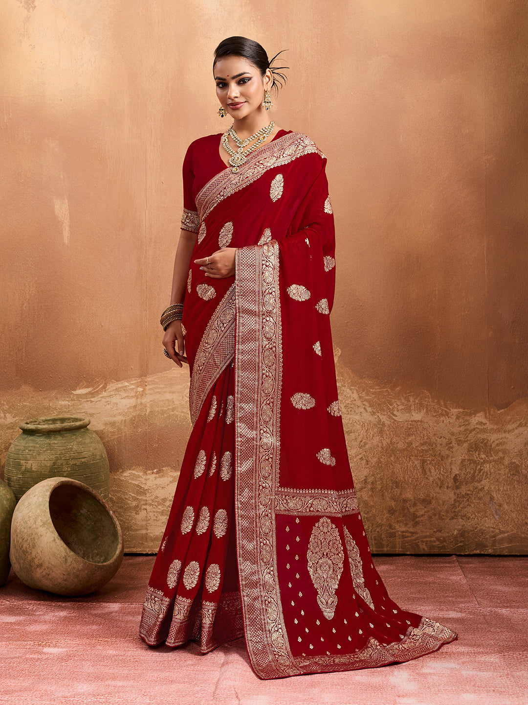 Chiffon Banarasi Neemzari saree
