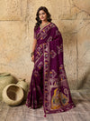  Silk Dimond Work Saree in wine colour for festival 