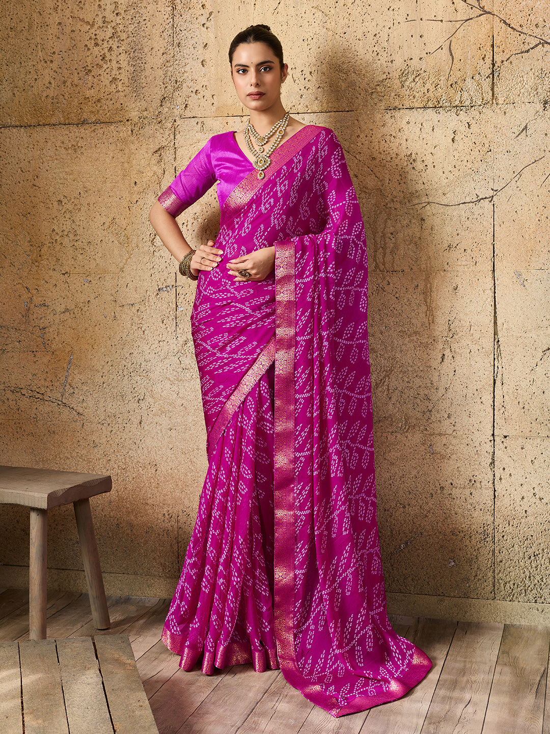 Buy Bandhani Style Saree Casual Wear kcpc 1