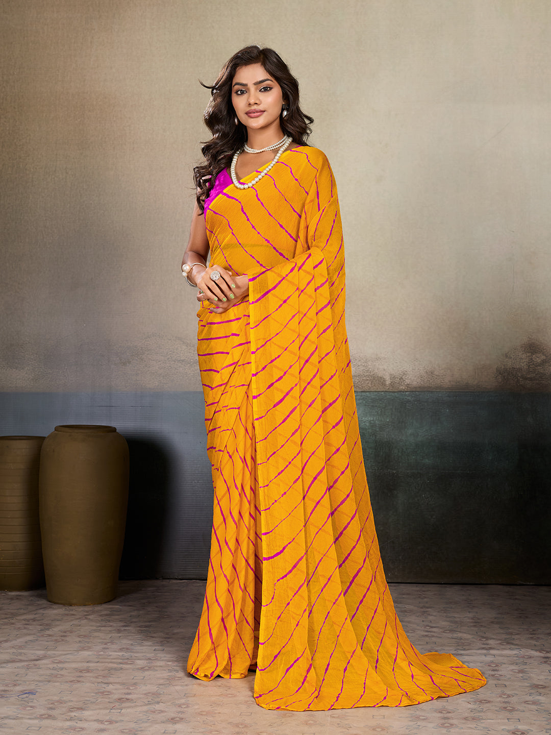 Buy New Chiffon Leheriya Style With Casual Wear Saree