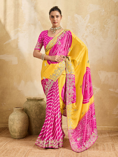 By Bandhani Saree With Wedding wear