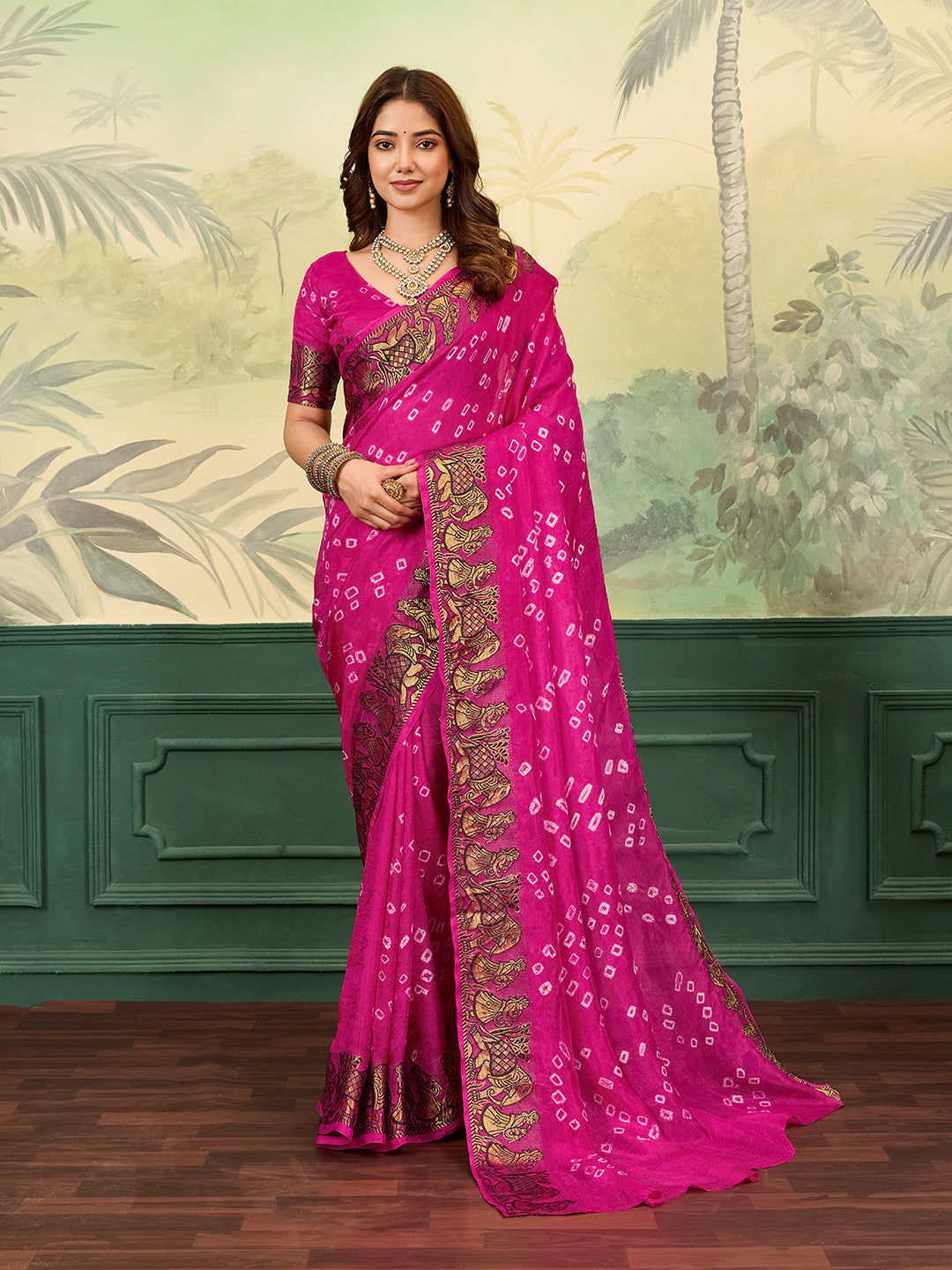 KcPc New Handmade Bandhej Bandhani Viscos Silk SareeRBW