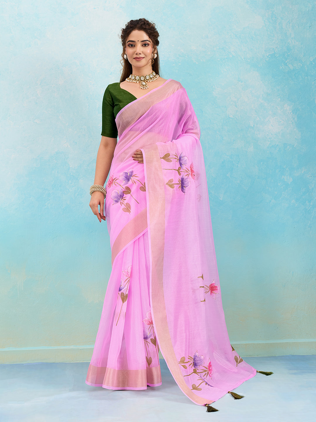 Buy Printed Saree Wih Casual Wear