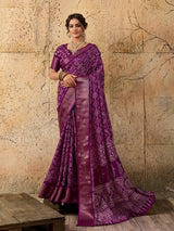 KcPc New Launched Cotton silk Ajrakh style With Ajrakh HandPrint Work Saree STL